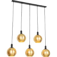 QAZQA Suspension design noire avec verre doré 5 lumières - Bert