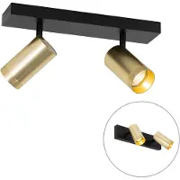 QAZQA Spot de plafond noir avec or réglable 2 lumières - Jeana Luxe