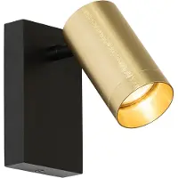 QAZQA Applique murale noire avec or réglable avec interrupteur - Jeana Luxe
