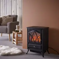 Equation - Cheminée électrique mobile - Poêle - 900W/1800W - Jusqu'à 18m² - Effet Cheveux - LED - Thermostat mécanique - H. 54 x L. 28 x L.41,5 cm