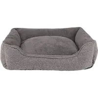 Lionto Canapé pour chiens, lit moderne pour chiens avec dessous antidérapant, housse amovible & intérieur en peluche, 75x60 cm, gris