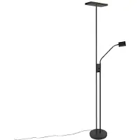 QAZQA Lampadaire moderne noir avec LED et variateur d'intensité et liseuse - Jazzy