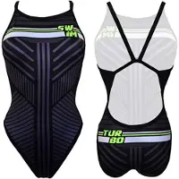 Turbo Revolution Lines Swimsuit Noir M Femme