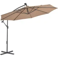 vidaXL Parapluie avec éclairage LED et mât en acier 300 cm Taupe