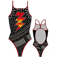 Turbo Heavy Rock Thin Strap Swimsuit Noir 7-8 Years Fille