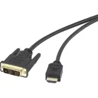 Renkforce Câble adaptateur DVI / HDMI DVI-D 18+1pol. Connecteur mâle, HDMI-A mâle 5.00 m Noir RF-4212219 Connecteurs plaqués or