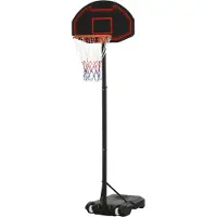 HOMCOM Panier de basket avec roulettes et support, réglable en hauteur de 155 à 210 cm