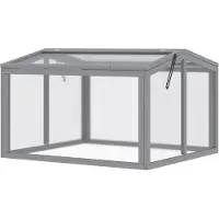 Outsunny Serre Nursery avec couvercle en bois et polycarbonate résistant aux intempéries gris clair 90 x 80 x 58 cm