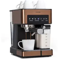 Klarstein Cafetiere avec Mousseur de Lait, Cafetières, Machines à Café et Machines à Expresso 20 Bar, Petite Cafetière Electrique Acier Inoxydable 1350W pour Café Moulu, Machine a Cafe Qualite Barista
