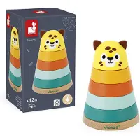 Janod Tropik - Tour d'empilage en bois Jaguar - Jouets éducatifs pour enfants