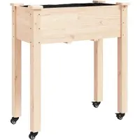 vidaXL Jardinière sur roues avec doublure 71x37x80 cm bois de sapin