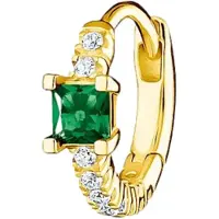 Thomas Sabo Créole simple pierre verte avec pierres blanches or, (Argent 925, Or jaune 750 plaqué or)