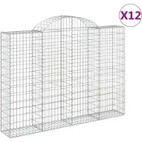 vidaXL Gabions avec arc surélevé 12pcs 200x30x140/160cm Fer galvanisé