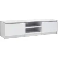 vidaXL Armoire TV blanc brillant 140x40x35,5 cm Bois composite