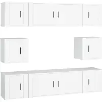 vidaXL Ensemble de 8 meubles TV blanc en bois composite