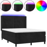 vidaXL Lit boxspring avec matelas & LED noir 140x200 cm velours