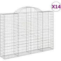 vidaXL Gabions avec arc surélevé 14pcs 200x30x140/160cm Fer galvanisé