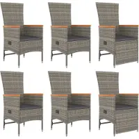 vidaXL Ensemble de jardin 7 pièces avec coussins Gris Poly rotin