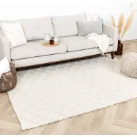 Studio Clarice Tapis en laine tressée - Knit Crème | 280x380 cm | Rectangulaire | Tissage plat