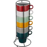 5 Five Mugs With Stand Set Assorted 6 Units Multicolore