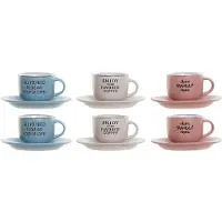 DKD Home Decor Set De 6 Grandes Tasses À Café Avec Sous-Tasses