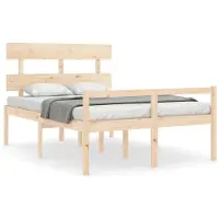 vidaXL Lit pour senior avec tête de lit en bois massif
