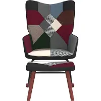 vidaXL Chaise À Bascule Avec Tabouret Patchwork Tissu