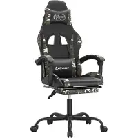 vidaXL Chaise de jeu avec repose-pied Noir et camouflage Similicuir