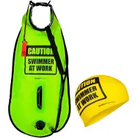 Buddyswim Caution Swimmer At Work Buoy 28l Jaune 28 Liters