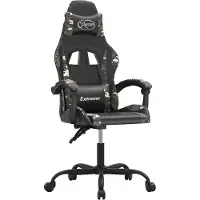 vidaXL Chaise de jeu Noir et camouflage Similicuir