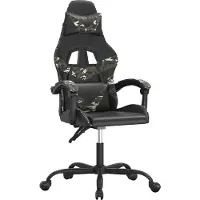vidaXL Chaise de jeu pivotante Noir et camouflage Similicuir