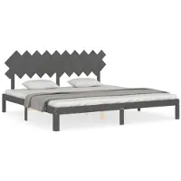 vidaXL Lit en bois massif avec tête de lit Gris 200x200 cm