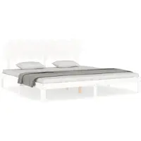vidaXL Lit en bois massif sans matelas Blanc 200x200 cm pin