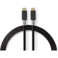Nedis Câble USB | USB 3.2 Gen 2x2 | USB-C mâle | USB-C mâle | 100 W | 4K@60Hz | 20 Gbps | Plaqué or | 1,00 m | Rond | PVC | Anthracite | Boîte avec fenêtre