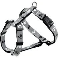 Trixie Silver Reflect Harnais H - M-L: 50-75 Cm/25 Mm, Noir/Gris Argent