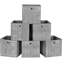 Songmics Boîtes de rangement pliables, Gris Chiné / 6