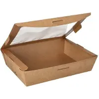 Papstar 87252 Récipient alimentaire jetable Carton, polylactide (PLA), Contenant à usage unique, Marron