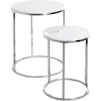 Haku Möbel - Ensemble de tables d'appoint modernes en bois et blanc - 30,0/40,0 x 30,0/40,0 x 40,0/50,0 cm