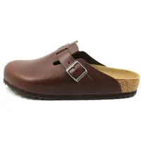 Birkenstock pour homme. 1023449 Sabots en cuir Boston Grip (Ajustement Régulier) Natural Roast (41), Marron, Plat, Boucle, Casuel