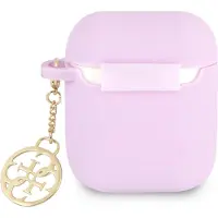 GUESS Gua2Lsc4Eu Airpods 1/2 Cover Fioletowy/Purple Silicone Charm 4G Collection