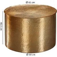 Wohnling Table basse RAHI 61 x 40,5 x 61 cm aluminium or