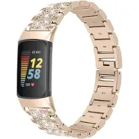 Cover-Discount Fitbit Charge 5 - Acier inoxydable avec bracelet en strass argenté (Acier inoxydable), Sangles de montre, Argent