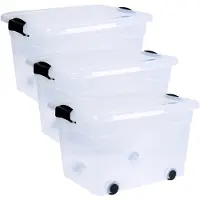 Siena Home Boîte de rangement Anzio 60 l, lot de 3 avec roulettes