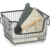 Zeller Present - Panier rangement empilable métal filaire Zeller - Noir