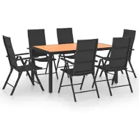 vidaXL Ensemble de jardin 7 pièces noir et brun