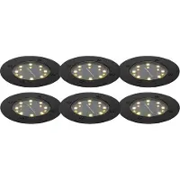 QAZQA Ensemble de 6 spots de sol noirs avec LED solaire IP65 - Terry