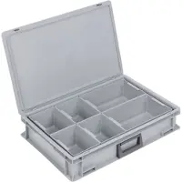 Lockweiler Mallette en plastique polypropylène 24l 4 bacs d'insertion L600xl400xH133mm 1 poignée - PC24 2XMB4 BL2XMB8 BL-13922411