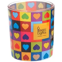 Magic Lights - Bougie En Verre Pop Art Ø7.5cm H8.4cm Coeurs Magic Lights
