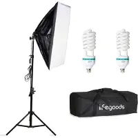 Auronic Lampe de studio LifeGoods - Set complet avec sac de transport - 50x70 cm - Noir