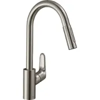 Hansgrohe Mitigeur de cuisine 240 avec douchette extractible 2 jets aspect acier inox Focus M41